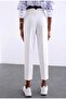 Women's White Flat Front High Waist Zr Model Fabric Trousers - 7