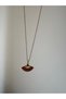 Trend Gold Chain Red Fan Necklace with Stone and Engraving Detail/Enamel Fan Necklace with Zircon Stone - 6