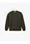 Textured Long Sleeve Basic Crew Neck Sweatshirt - 3