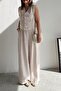 Women 100% Linen Vest Pants Suit Cr4005 - 2