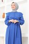 Indigo Hijab Dress - Cloak Collar and Belted BRC1125