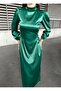 Satin evening dress with side tie emerald 583272 - 3