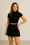 Steel Fabric Mini Slit Detailed Lycra Short Skirt - 3