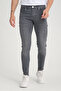 Men's Jeans Gray Slim Fit Skinny Fit Stretch Fabric Button Jean 3002-3 - 4