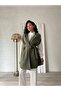 Khaki Green Stamped Poncho - 4