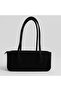 Women's Black Suede Zipper Detailed Hand and Shoulder Bag