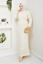 Women's Innerwear Set with Inner Lining, Double Set, Belted Knitwear Dress - 5