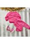 Girl's Pink Fleece Tracksuit Warm Plush Set Winter Cute Patterned 2-Piece Set - 5