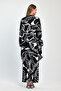 Women's Black Printed Tunic and Trousers Woven Viscon Top and Bottom Set - 7