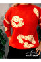 R&G Women's Feathered Orange Pearl Detailed Sweater - 3