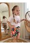 Girl's Flower-Patterned Shorts and White T-Shirt Double Set-Holiday - 4