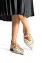 Women's Loja White Gold Troped Flat Sole Slippers Pointed Toe - 7