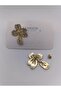 Gold, Zirconia Stone Elegant Flower Earrings - 4
