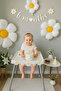 Daisy Themed Half Birthday Party Set 3 Daisy Balloons 1 Wall Lettering Row of Daisies - 2