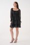 Skirt Floor Detail Waist Elastic Lined Chiffon Fabric Black Dress 078 - 6
