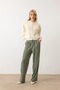 Cream Soft Bearded Yarn Balloon Sleeve Buttoned Knit Cardigan - 5