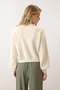 Cream Soft Bearded Yarn Balloon Sleeve Buttoned Knit Cardigan - 6