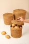 Arleen - 3-Piece Decorative Hand Knitted Wicker Basket Set with Lid, Organizer, Organizer, Storage Box - 7