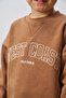 Embroidered Boys' Top and Bottom Tracksuit Set Pale Brown - 4