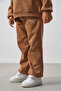 Embroidered Boys' Top and Bottom Tracksuit Set Pale Brown - 5