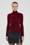 2517 Drawstring Long Sleeve Blouse Burgundy - 2