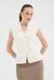 7355 Button Detail Zero Sleeve Vest Natural - 2