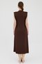 Brown Gold Button Detailed Midi Dress 8125A - 5