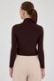 Bitter Brown Draped High Neck Long Sleeve Blouse 2379 - 5