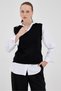 Siyah Oversize V Yaka Kadın Süveter 2292