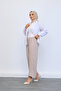 Elastic Waist Casual Loose Fit Beige Trousers - 5