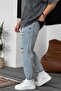 Boyfriend Men's Distressed Detail Blue Jeans Denim Pants - 5
