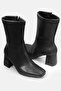 Women's Boots Blunt Toe Black Women's Heeled Boots - 4
