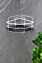 White Shampoo Rack with Crystal Shelf and Stainless Lamas Adhesive Bathroom Organizer Corner Shelf - 4