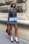 Anthracite Poplin and Denim Paneled Knitwear Sweater 1374