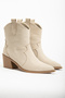 Taupe Stone Cream Skin Beige Matte Suede Western Cowboy Boots - 2