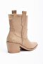 Mink Stone Sand Matte Suede Western Cowboy Short Ankle Boots - 4