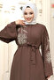 Daisy Patterned Beaded Embroidered Modest Ferace TSD240314 - 2
