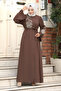 Daisy Patterned Beaded Embroidered Modest Ferace TSD240314