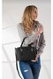Women's Black 5-Compartment Handbag and Shoulder Bag and Wallet Combination -J4030 - 2