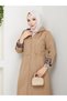 Leopard Printed Li Bondit Fabric Hooded Hijab Trench Coat with Elastic Waistband Rc1205010 - 5