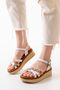 730-015 White Garni Orthopedic Genuine Leather Wedge Women's Sandals - 3