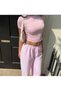 Linich&Co Crew Neck Pink Basic Stretch Crop - 2