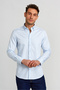 Blue Modern Fit Cotton Buttoned Pascha Collar Light Satin Shirt