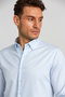 Blue Modern Fit Cotton Buttoned Pascha Collar Light Satin Shirt - 4
