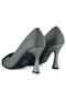 Roland Anthracite Satin Stone Pointed Toe Thin Goblet Heeled Evening Dress Shoes - 6