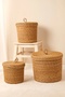 Arleen - 3-Piece Decorative Hand Knitted Wicker Basket Set with Lid, Organizer, Organizer, Storage Box
