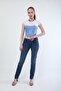 Women's Slim Fit Lycra Navy Blue Jean Trousers with Narrow Legs - 2