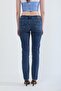 Women's Slim Fit Lycra Navy Blue Jean Trousers with Narrow Legs - 8