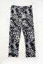 Women's Soft Velvet Textured Leopard Patterned Pajama Bottoms Relaxed Long Narrow Leg