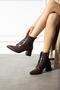 Malirsa Women's Boots Lace-Up Thick Heeled Brown Leather
